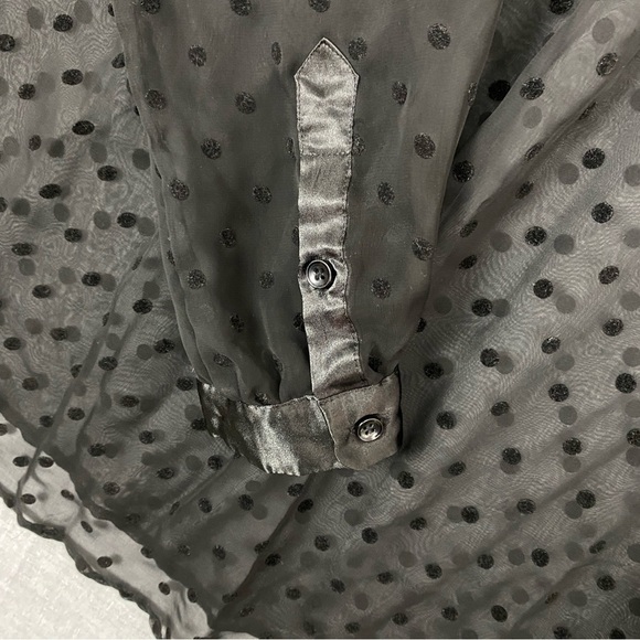 Penningtons Polkadot Sheer Blouse Sz 1X Black Long Sleeve - Picture 4 of 9